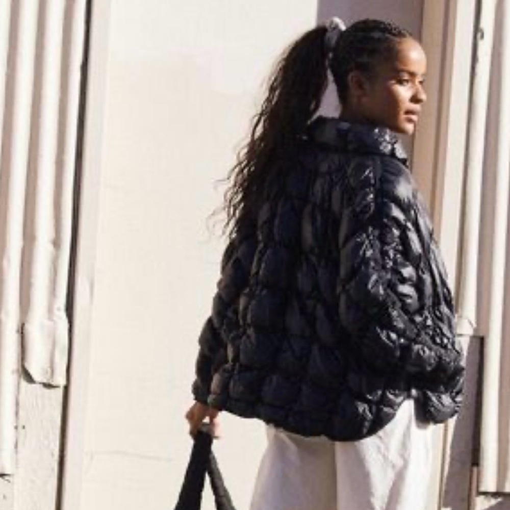 Free People Black Quilted Puffer Jacket